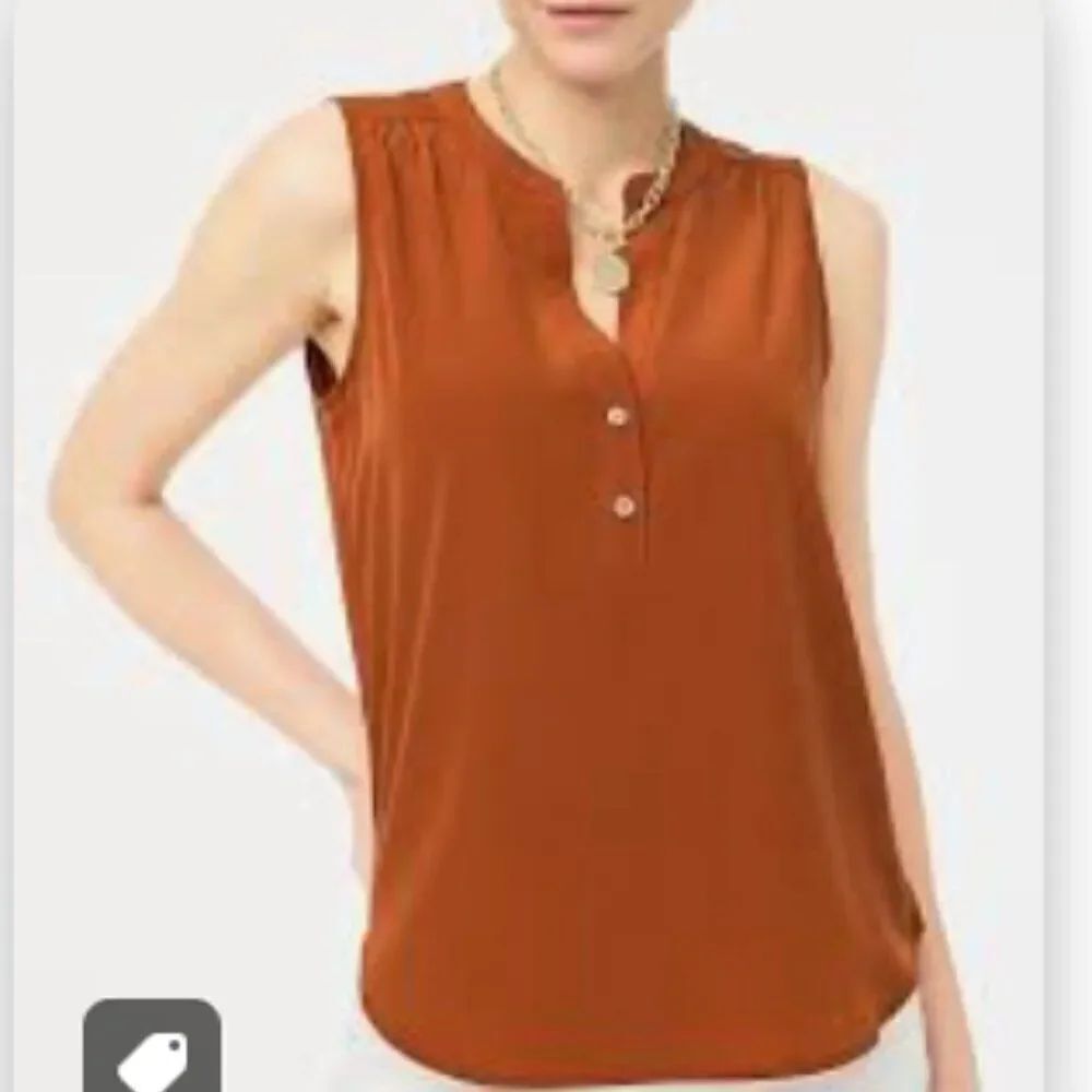 J. Crew Factory CA219 Rust Sleeveless V-neck popover top XXS NWT